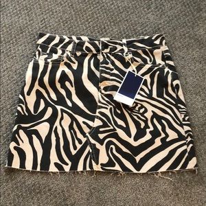 Zara Denim Skirt - Zebra Print - Size M - NWT